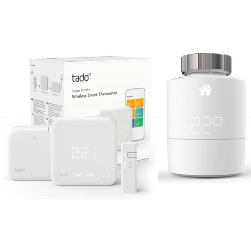 Tado - Kit de démarrage V3+ - Thermostat Intelligent sans fil + 1x Tête thermostatique Tado - Réduisez votre consommation d'énergie, sans perdre en confort