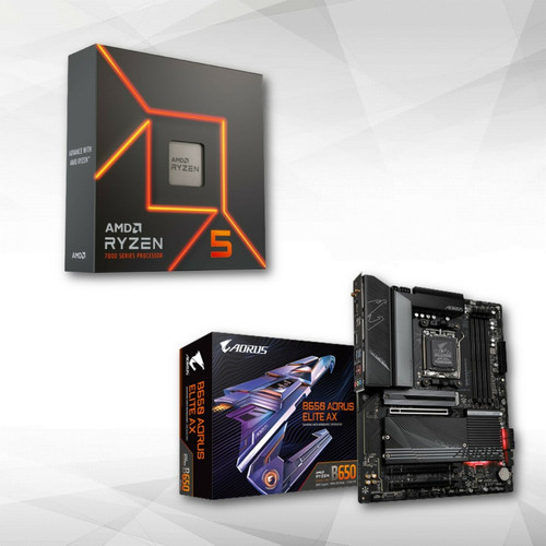 Amd - AMD Ryzen 5 7600X (4.7 GHz / 5.3 GHz) + B650 AORUS ELITE AX Amd - Processeur AMD Amd