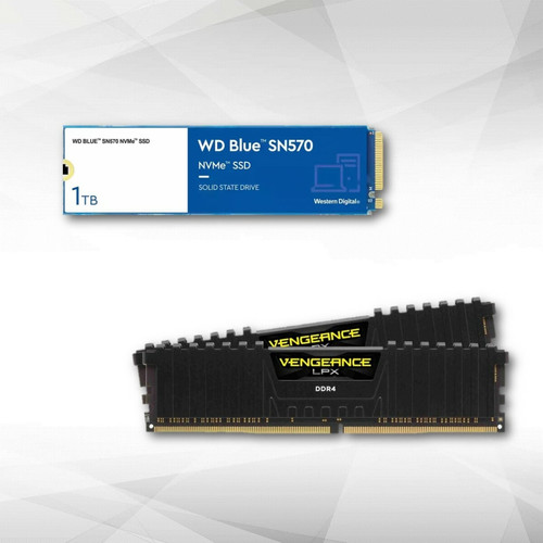 Western Digital - Disque SSD NVMe™ WD Blue SN570 1 To + Vengeance LPX - 2 x 16 Go - DDR4 3200 MHz - Noir Western Digital - SSD NVMe