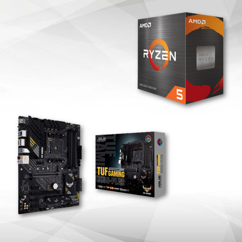 Amd - Ryzen 5 5600X - 3,7/4,6 GHz + AMD B550-PLUS TUF GAMING - ATX Amd - Black Friday Carte Mère