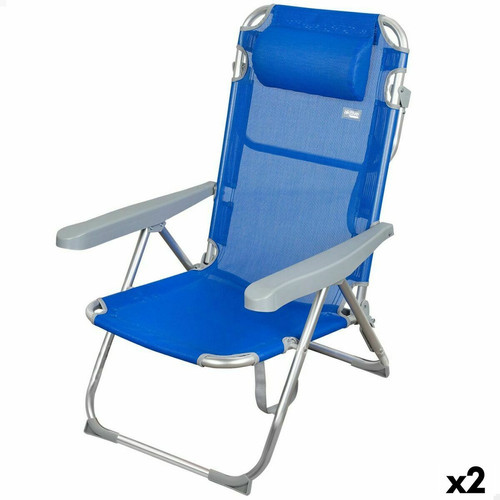 Chaises de jardin Aktive Chaise de Plage Aktive Pliable Bleu 48 x 90 x 60 cm (2 Unités)