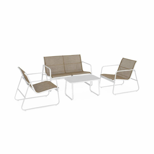 Ensembles canapés et fauteuils sweeek Salon de jardin en métal  et textilène pour 4 personnes, noir, design   | sweeek