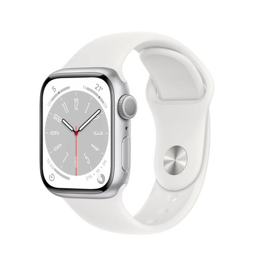 Apple - Apple Watch Series 8 GPS 41mm Aluminium Argent (Silver) et Bracelet Sport Blanc (White) Apple - Idées cadeaux pour Noël Objets connectés