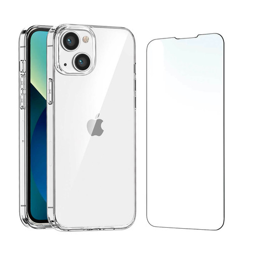 Coque, étui smartphone Apple Protecteur en verre trempé + coque hybride pour iPhone 13 Transparent