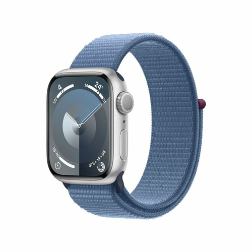 Apple - Apple Watch Series 9 GPS 41 mm Boîtier en aluminium argenté avec boucle Sport Bleu hiver Apple - Apple Watch Gps