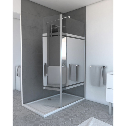 Aurlane - Paroi de douche avec volet pivotant Aurlane - Plomberie Salle de bain