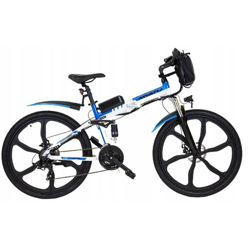 Vélo électrique Myatu MYATU-LGBM4142 Blanc--VTT Vélo électrique Pliant -36V 250W-Batterie 10.4AH-Shimano 21-Autonomie 65km-Roues VTT Roue intégrée 26"*1.95
