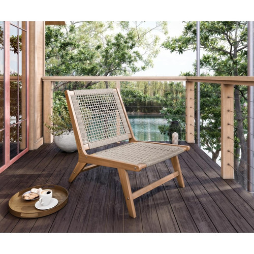 Ensembles tables et chaises Mes Fauteuil de jardin 81x66x72 cm en acacia et corde naturel - DUTY