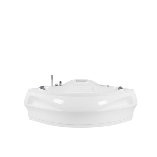 Appareil balnéo Beliani Baignoire d'angle blanche 210 x 145 cm avec LED et haut parleur Bluetooth MONACO