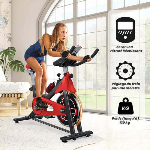 Vélos d'appartement et biking BIGZZIA Vélo d'appartement d'intérieur - Exercice de fitness à domicile - Avec siège et guidon réglables - Résistance réglable - Écran LCD - Max Charge: 120 kg