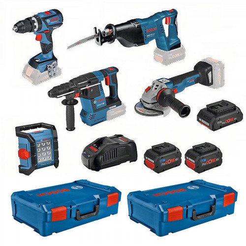 Bosch - Kit 5 outils 18V + 3 batteries + chargeur + 2 XL-Boxx BOSCH - 0615990M2X Bosch  - Packs d'outillage électroportatif