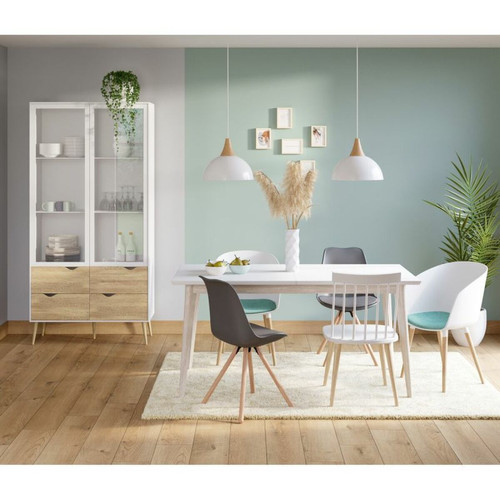 But - Table extensible L160-200 cm MALENA scandinave bois et blanc But - Tables à manger Bois mdf