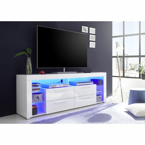 Meubles TV, Hi-Fi But Meuble TV LED SPACE Blanc laqué