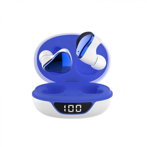 Casques de réalité virtuelle Chrono Écouteurs Bluetooth sans fil véritables (intra-auriculaires), IPX7 étanches, écouteurs stéréo HI-FI, autonomie en veille de 200 heures avec étui de chargement, écran LED（bleu）