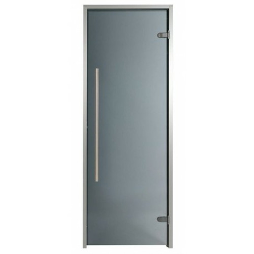 Hammam  Desineo Porte pour Hammam premium 100 x 190 cm passage handicapé poignée verticale teinté gris