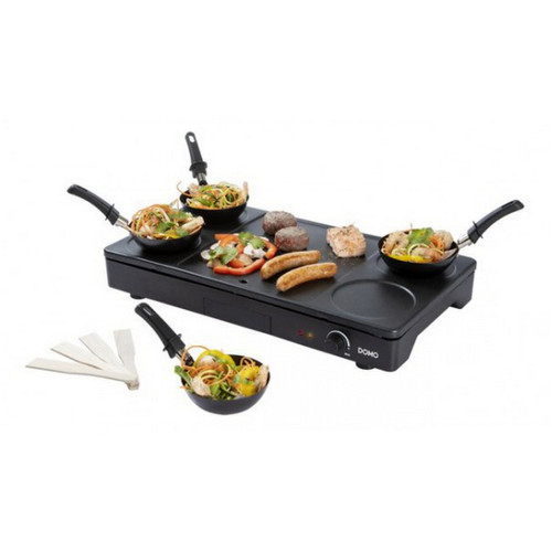 Domo - Set mini woks, crêpière et gril 1000w noir - do8712w - DOMO Domo  - Raclette, crêpière