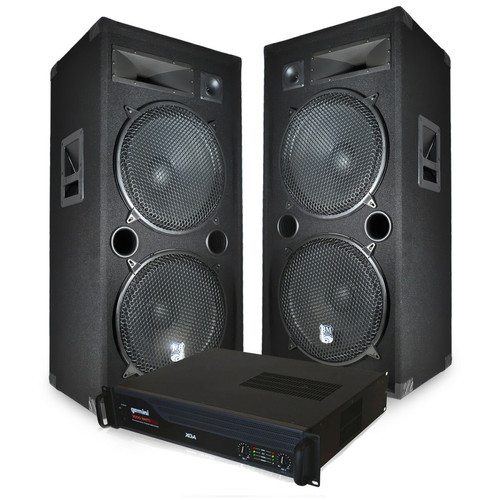 Packs DJ Gemini Set SONORISATION DJ CLUB LSC215 Boomers 38cm + Amplificateur Gemini 4000W + Câblages