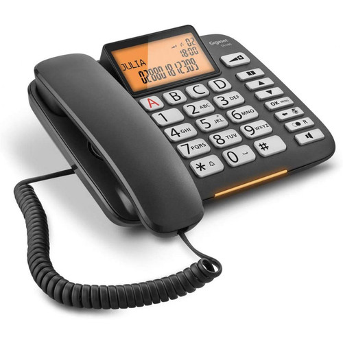 Gigaset - téléphone fixe Filaire avec Fonction Mains-Libres, Larges Touches, Signal d'appel Lumineux noir Gigaset  - Téléphone fixe