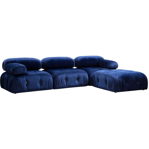 Hanah Home - Canapé d'angle en tissu Bubble velours bleu. Hanah Home  - Canapés Panoramique