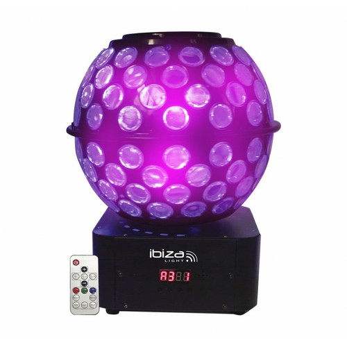 Effets à LED Ibiza Light Ibiza - STARBALL-GB - Lampe au look de boule à facette 360° avec gobos et faisceaux lumineux RVBB - Noir