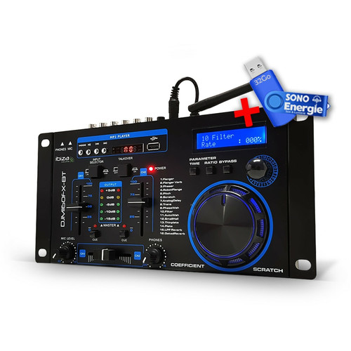 Tables de mixage Ibiza Sound Table de mixage 2 canaux avec DSP 16 effets - Ibiza Sound DJM160FX-BT+Clé USB 32G