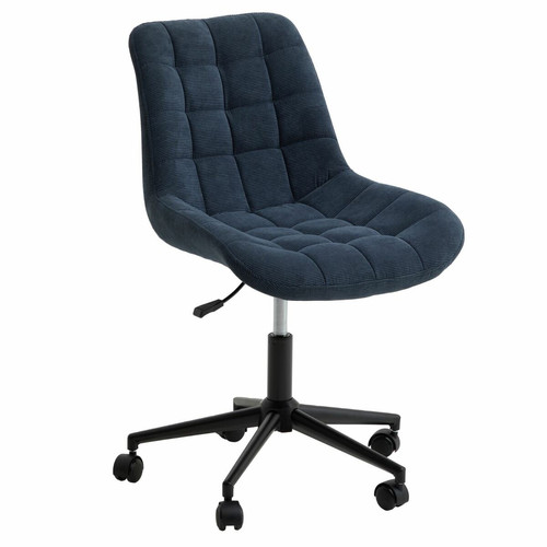Idimex - Chaise de bureau VASILO en velours côtelé bleu marine Idimex  - Mobilier de bureau