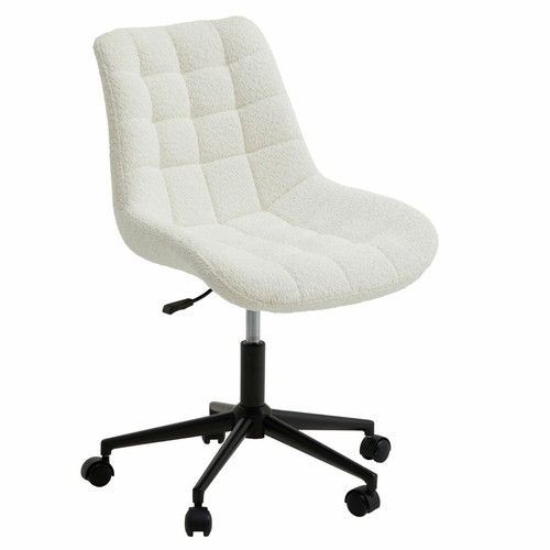 Idimex - Chaise de bureau TASK en tissu bouclé pilou blanc Idimex  - Mobilier de bureau