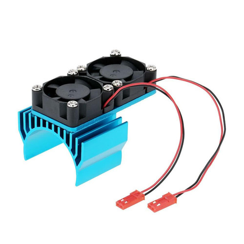 Ventilateurs Justgreenbox Dissipateur thermique moteur 7019 avec deux ventilateurs de refroidissement pour voiture 1/10 HSP RC 540/550 3650, Bleu