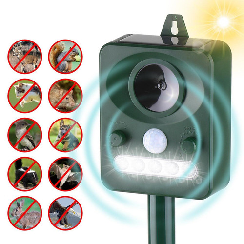 Justgreenbox - Animal d'extérieur répulsif à ultrasons solaire avec capteur de mouvement sonore et lumière clignotante - T6112211957289 Justgreenbox - Justgreenbox