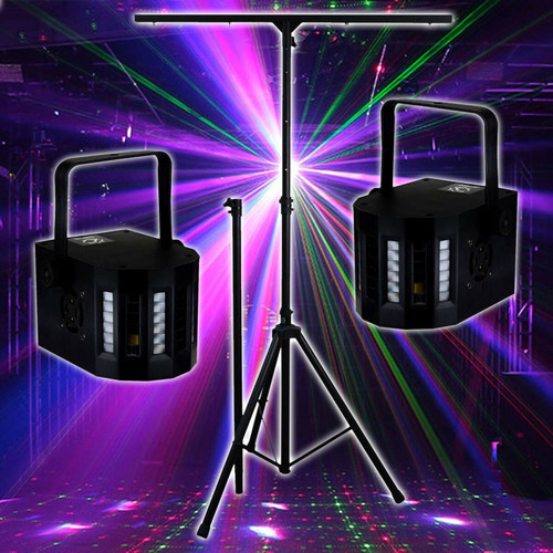 Effets à LED Lytor PACK Sono DJ LIGHT Jeux de lumière 2 EFFETS DERBY Noir 4 LEDs RGBW + Portique