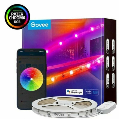 Accessoires de motorisation marque generique Govee RGBIC Wi-Fi + Bluetooth LED Strip Lights With Protective Coating Eclairage intelligent par bande Blanc Wi-Fi/Bluetooth
