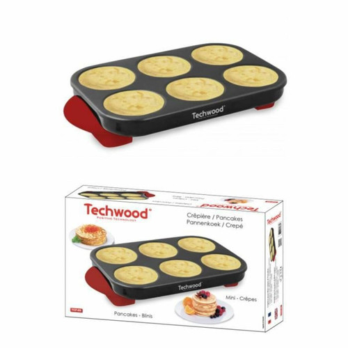 Raclette, crêpière Techwood Crêpière INOX pour Mini crêpes + Pancakes anti-adhésif 6 crêpes 1500W Noire