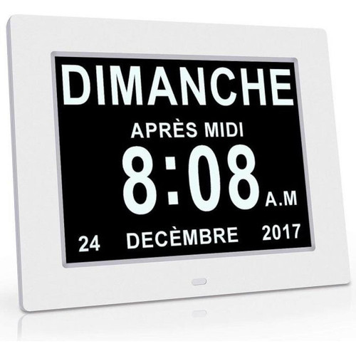 Horloges, pendules marque generique Horloge Calendrier - Alarme - Auto Dimming pour Les personnes âgées / alzheimer et les enfants - Blanc