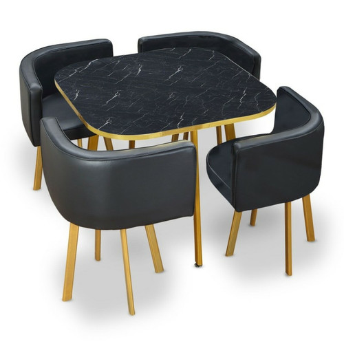Tables à manger Meubler Design Table À Manger Et Chaises Encastrable Popup - Marbre Noir
