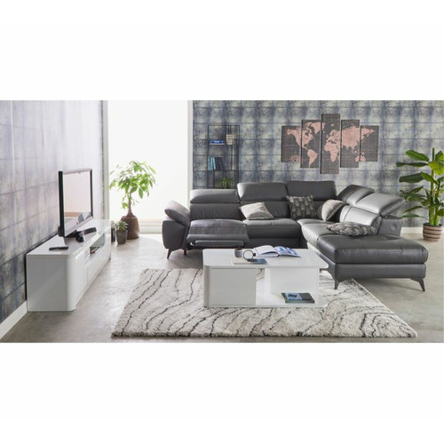 Modern Living - Canapé d'angle droit NEWPORT cuir buffle-croûte gris foncé Modern Living  - Canapés D'angle