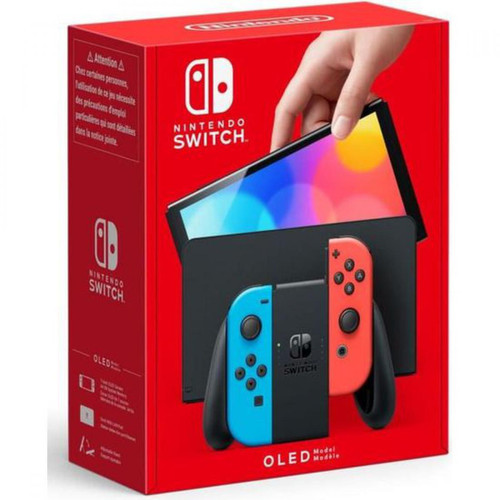 Nintendo - Console Nintendo Switch (Modèle OLED) avec Manettes Joy-Con Bleu Néon/Rouge Néon Nintendo - Manette Jeux Vidéo