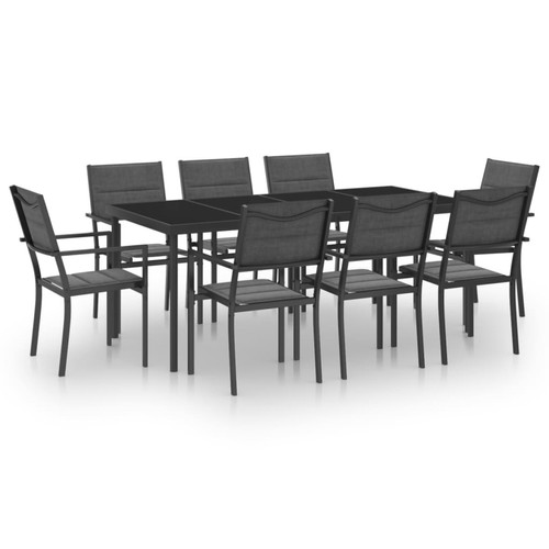 Ensembles tables et chaises Maison Chic Salon de jardin de salle à manger 9 pcs,Table et Chaises d'extérieur,Mobilier de jardin Acier -MN12155