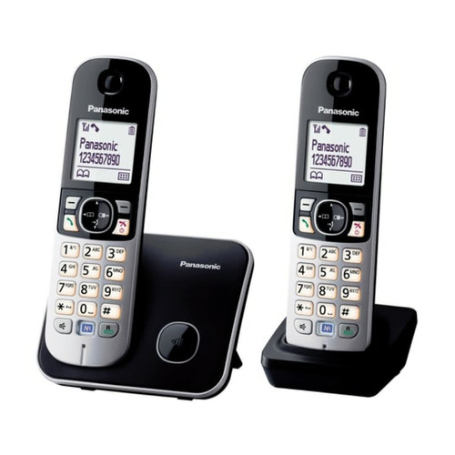 Panasonic - Téléphone sans fil duo dect noir/argent - kxtg6812 - PANASONIC Panasonic  - Téléphone fixe