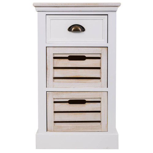 Pegane - Chiffonnier, meuble de rangement en bois avec 3 tiroirs coloris blanc - Longueur 40 x Profondeur 30 x Hauteur 78  cm Pegane - Commode Pegane