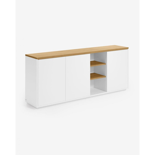 Pegane - Buffet meuble de rangement coloris naturel / blanc en contreplaqué de chêne - longueur 180 x profondeur 36 x hauteur 75 cm Pegane - Pegane