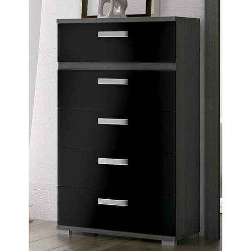 Commode Pegane Chiffonnier commode meuble de rangement coloris chêne cendré/noir- Longueur 60 x Profondeur 39.6 x Hauteur 109.4 cm