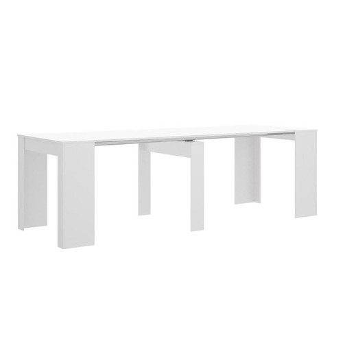 Consoles Pegane Table console extensible en chêne blanc brillant - Longueur 54-239 x Hauteur 77 x Profondeur 90 cm
