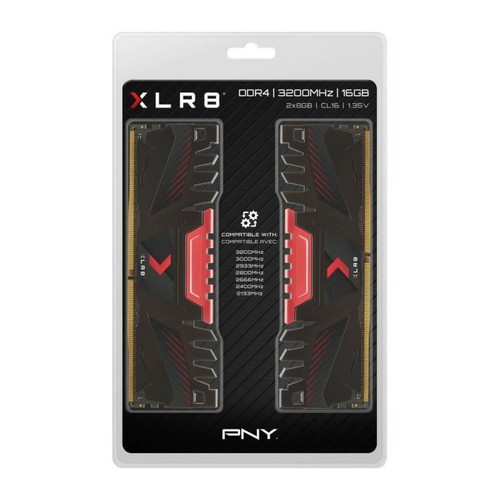 PNY - PNY XLR8 - 16Go (2x 8Go) DDR4 3200 MHz CL16 - Noir/Rouge PNY  - Memoire pc reconditionnée