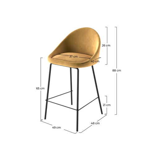 Rendez Vous Deco - Chaise de bar mi-hauteur Misty en velours jaune 65 cm (lot de 2) Rendez Vous Deco  - Tabourets