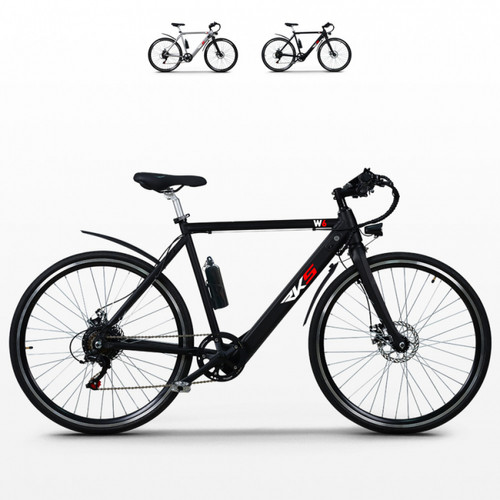 Vélo électrique RKS Vélo électrique avec cadre en aluminium ebike pour homme 250W Shimano W6, Couleur: Noir
