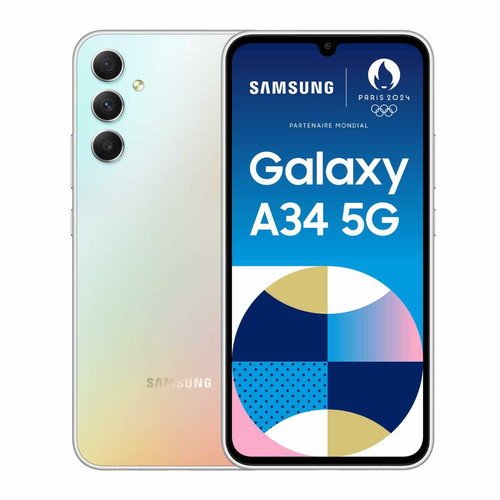 Samsung - Galaxy A34 - 5G - 4/128 Go -  Argenté Samsung - Fête des mères - Maman High-Tech