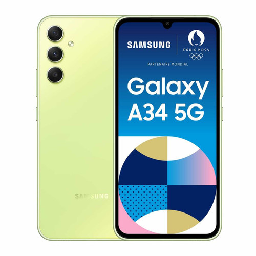 Samsung - Galaxy A34 - 5G - 6/128 Go - Lime Samsung  - Samsung Galaxy A Téléphonie