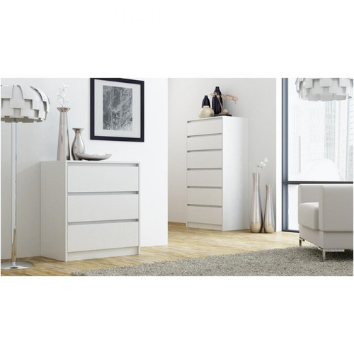 Commode Selsey Commode - CLIMICONIA - 70 cm - blanc - 3 tiroirs - style scandinave