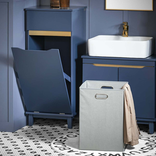 meuble bas salle de bain Sobuy SoBuy BZR114-BArmoire à Linge Meuble Bas de Salle de Bain Corbeille à Linge Meuble de Rangement avec 1 Tiroir et 1 Panier à Linge Amovible Bleu