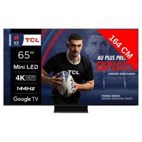 TCL - TV Mini LED 4K 164 cm 65MQLED80 144Hz Google TV QLED Mini LED TCL - TV 56'' à 65''